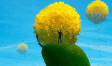 İnsan silueti ve topları ile soyut arkaplan   