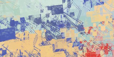 Soyut arka plan sanatı. 2D çizim. Etkileyici yağlı boya resim. Tuvalde fırça darbeleri. Modern sanat. Çok renkli arkaplan. Çağdaş sanat. İfade. Sanatsal dijital palet.