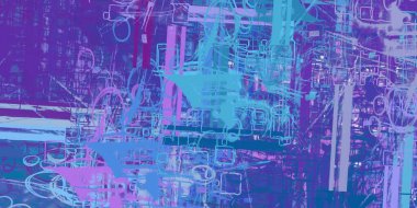 Soyut arka plan sanatı. 2D çizim. Etkileyici yağlı boya resim. Tuvalde fırça darbeleri. Modern sanat. Çok renkli arkaplan. Çağdaş sanat. İfade. Sanatsal dijital palet.