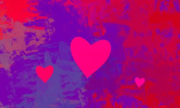 Abstract Valentine Background Art Hearts Canvas Multicolored Romantic Backdrop Contemporary — Stock Photo, Image