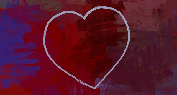 Abstract Valentine Background Art Corazones Sobre Lienzo Fondos Románticos Multicolor — Foto de Stock