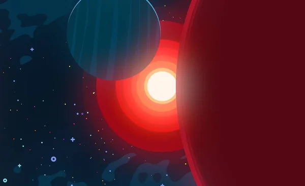 Ilustrace Obrázek Pozadí Kresleného Prostoru Hluboký Vesmír Hvězdy Planety Měsíce — Stock fotografie