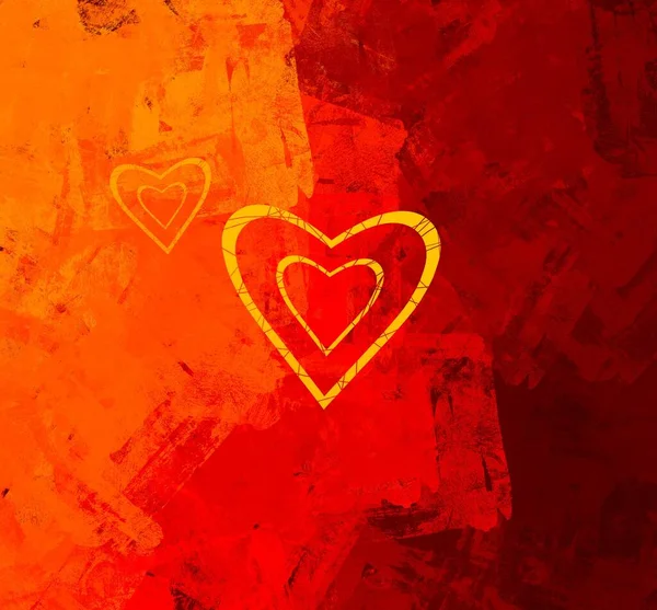 Abstract Valentine Background Art Corazones Sobre Lienzo Fondos Románticos Multicolor —  Fotos de Stock