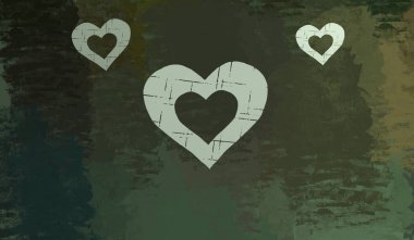 Soyut Sevgililer Günü arkaplan sanatı. Kalpler tuvalde. Çok renkli romantik bir fon. Çağdaş sanat. Sanatsal dijital palet.