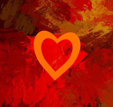 Soyut Sevgililer Günü arkaplan sanatı. Kalpler tuvalde. Çok renkli romantik bir fon. Çağdaş sanat. Sanatsal dijital palet.