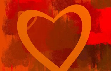 Soyut Sevgililer Günü arkaplan sanatı. Kalpler tuvalde. Çok renkli romantik bir fon. Çağdaş sanat. Sanatsal dijital palet.