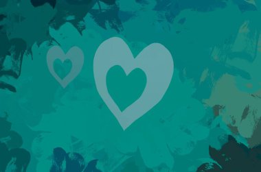 Soyut Sevgililer Günü arkaplan sanatı. Kalpler tuvalde. Çok renkli romantik bir fon. Çağdaş sanat. Sanatsal dijital palet.