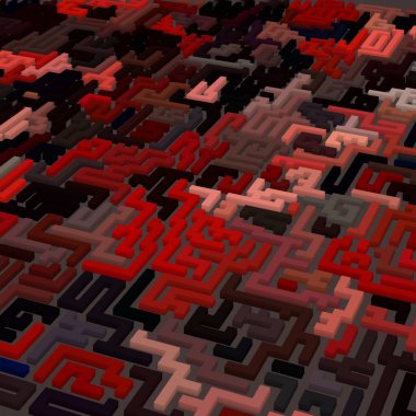 Renkli labirent arkaplanı, kopya alanı ile 3d illüstrasyon  
