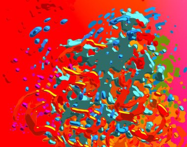 Soyut arka plan sanatı. 3 boyutlu illüstrasyon. Tuvalde fırça darbeleri. Çok renkli arkaplan. Çağdaş sanat. Sanatsal dijital palet.