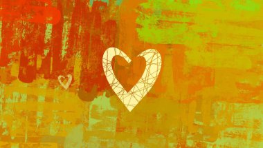 Soyut Sevgililer Günü arkaplan sanatı. Kalpler tuvalde. Çok renkli romantik bir fon. Çağdaş sanat. Sanatsal dijital palet.