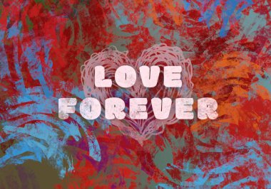 Soyut Sevgililer Günü arkaplan sanatı. Kalpler tuvalde. Çok renkli romantik bir fon. Çağdaş sanat. Sanatsal dijital palet.