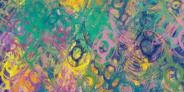 Soyut arka plan sanatı. 2D çizim. Etkileyici yağlı boya resim. Tuvalde fırça darbeleri. Modern sanat. Çok renkli arkaplan. Çağdaş sanat. İfade. Sanatsal dijital palet.