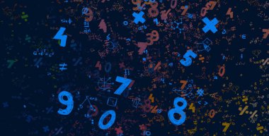 Matematik. 2D çizim. Numaralı soyut arkaplan, boşluğu kopyala 