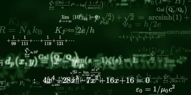 Formüllü matematik geçmişi, kusursuz çizimler. Renkli sembollü soyut desen  