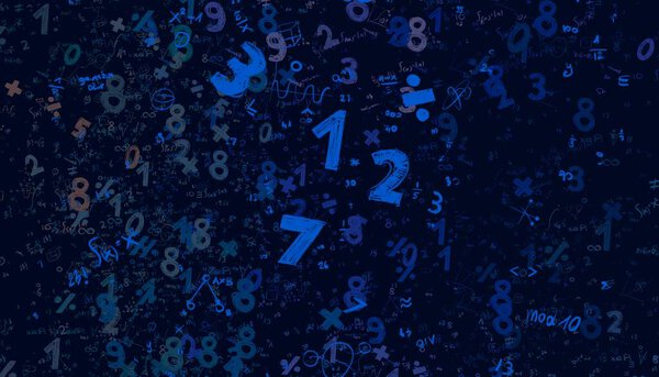 Математика. 2-я иллюстрация. Абстрактный фон с цифрами, пространство для копирования 