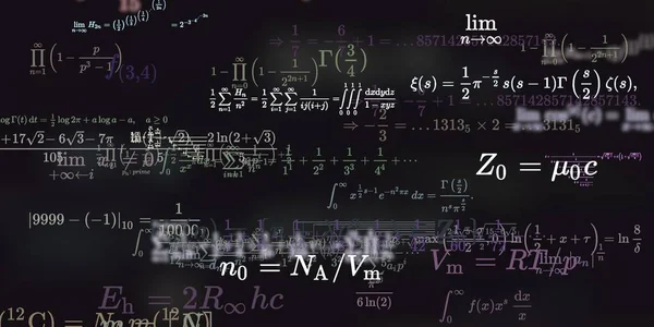 Matematikai Háttér Képletek Zökkenőmentes Illusztráció Absztrakt Minta Színes Szimbólumokkal — Stock Fotó