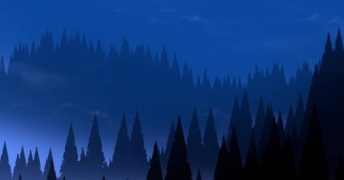 soyut tepe orman manzarası sisli ağaçlar fotokopi alanı, doğal arkaplan