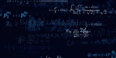 Formüllü matematik geçmişi, kusursuz çizimler. Renkli sembollü soyut desen  
