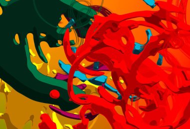 Soyut arka plan sanatı. 3 boyutlu illüstrasyon. Tuvalde fırça darbeleri. Çok renkli arkaplan. Çağdaş sanat. Sanatsal dijital palet.