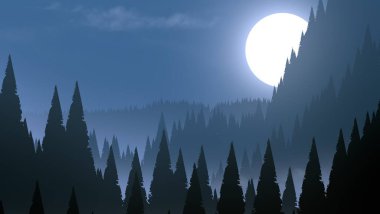 soyut tepe orman manzarası sisli ağaçlar fotokopi alanı, doğal arkaplan