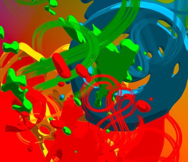 Soyut arka plan sanatı. 3 boyutlu illüstrasyon. Tuvalde fırça darbeleri. Çok renkli arkaplan. Çağdaş sanat. Sanatsal dijital palet.