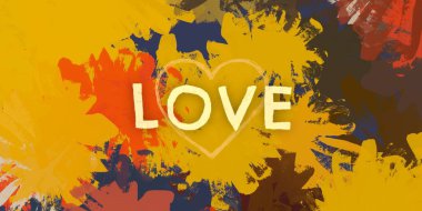 Soyut Sevgililer Günü arkaplan sanatı. Kalpler tuvalde. Çok renkli romantik bir fon. Çağdaş sanat. Sanatsal dijital palet.