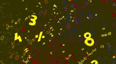 Matematik. 2D çizim. Numaralı soyut arkaplan, boşluğu kopyala 