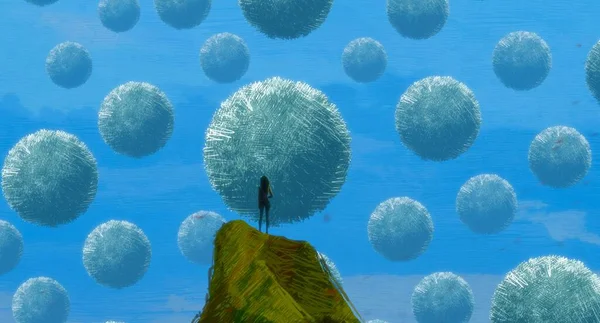 Abstract Background Human Silhouette Balls — Stock Photo, Image