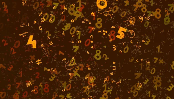 Math. 2d illustration. Abstract background with numbers, copy space