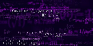 Formüllü matematik geçmişi, kusursuz çizimler. Renkli sembollü soyut desen  