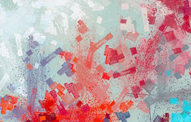 Soyut arka plan sanatı. 2D çizim. Etkileyici yağlı boya resim. Tuvalde fırça darbeleri. Modern sanat. Çok renkli arkaplan. Çağdaş sanat. İfade. Sanatsal dijital palet.