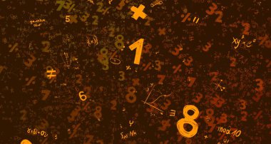 Matematik. 2D çizim. Numaralı soyut arkaplan, boşluğu kopyala 