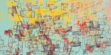 Soyut arka plan sanatı. 2D çizim. Etkileyici yağlı boya resim. Tuvalde fırça darbeleri. Modern sanat. Çok renkli arkaplan. Çağdaş sanat. İfade. Sanatsal dijital palet.