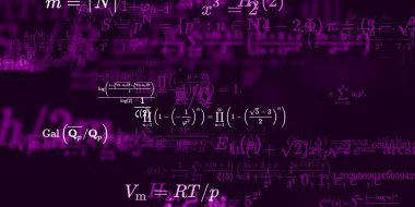 Formüllü matematik geçmişi, kusursuz çizimler. Renkli sembollü soyut desen  
