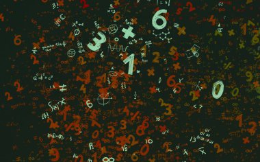 Matematik. 2D çizim. Numaralı soyut arkaplan, boşluğu kopyala 