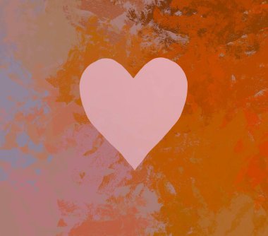 Soyut Sevgililer Günü arkaplan sanatı. Kalpler tuvalde. Çok renkli romantik bir fon. Çağdaş sanat. Sanatsal dijital palet.