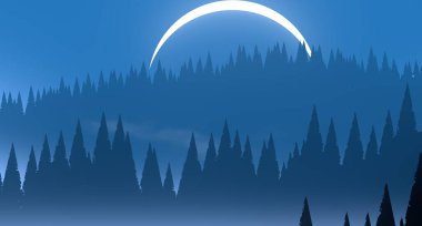 soyut sisli dağlar ağaçlarla kaplı, doğal arkaplan