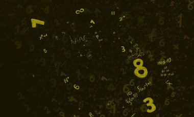 Matematik. 2D çizim. Numaralı soyut arkaplan, boşluğu kopyala 