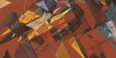 Soyut arka plan sanatı. 2D çizim. Etkileyici yağlı boya resim. Tuvalde fırça darbeleri. Modern sanat. Çok renkli arkaplan. Çağdaş sanat. İfade. Sanatsal dijital palet.