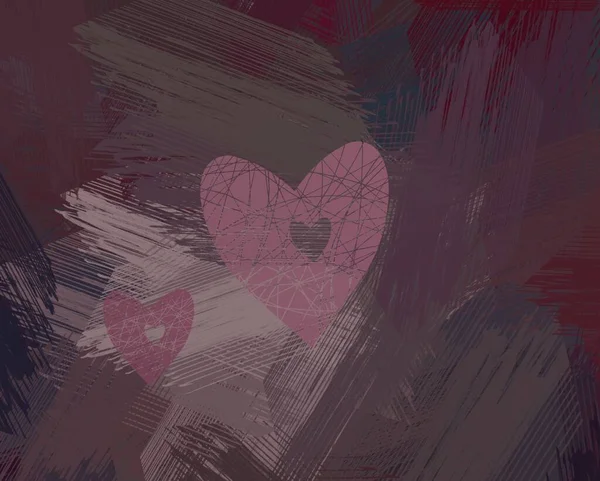 Seni Latar Belakang Valentine Abstrak Hati Atas Kanvas Warna Warni — Stok Foto