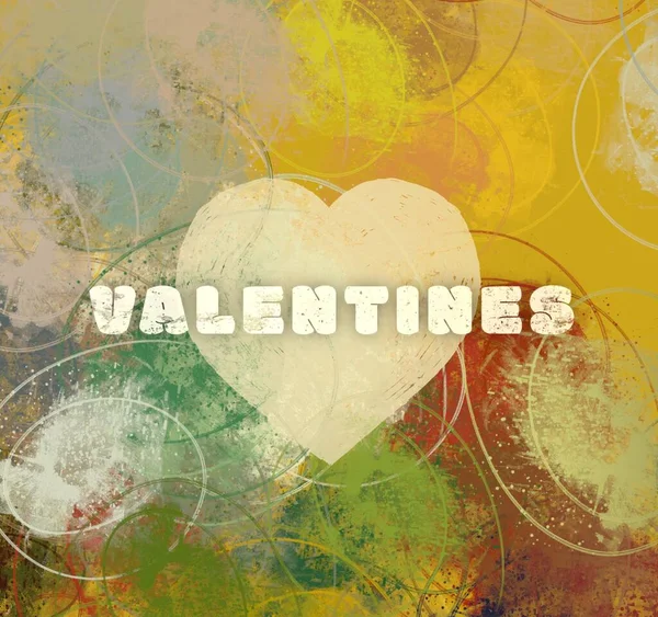 Abstract Valentine Background Art Corazones Sobre Lienzo Fondos Románticos Multicolor — Foto de Stock