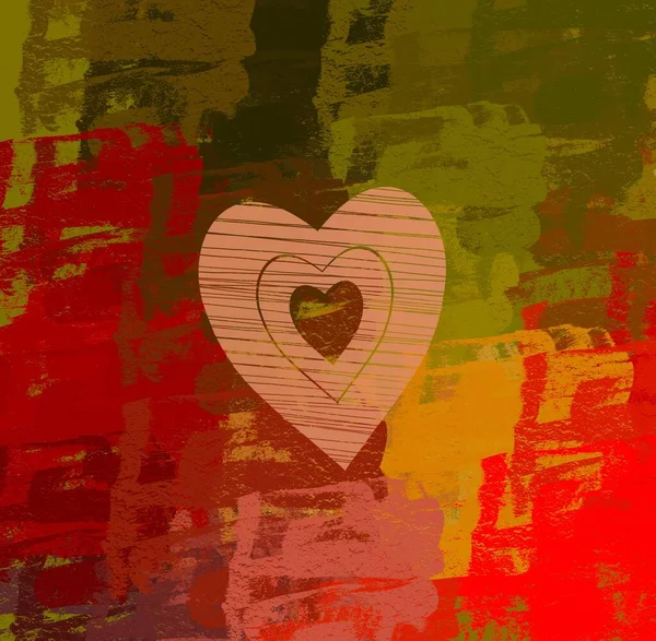 Abstract Valentine Background Art Corazones Sobre Lienzo Fondos Románticos Multicolor —  Fotos de Stock