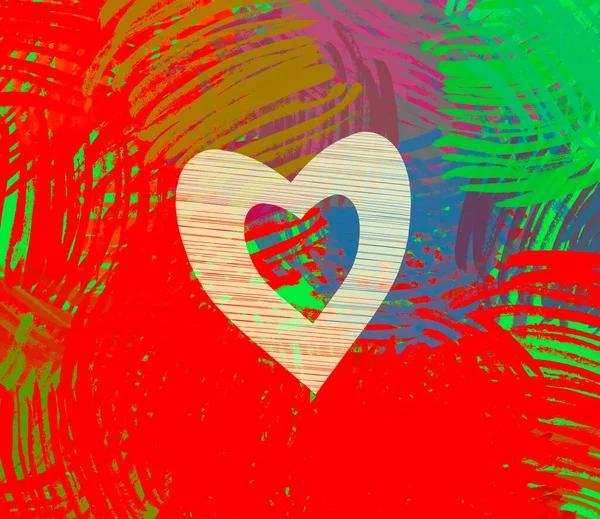 Abstract Valentine Background Art Corazones Sobre Lienzo Fondos Románticos Multicolor — Foto de Stock