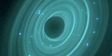 Soyut arka plan sanatı. Siyah arka planda neon halkalar. Uzay temalı sanatsal dijital arkaplan.