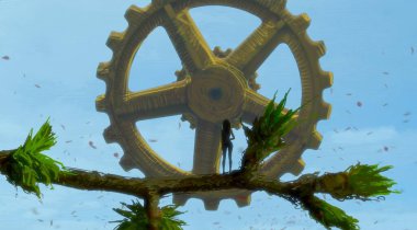 İnsan silueti ve vitesli soyut arkaplan 