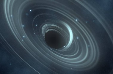Soyut arka plan sanatı. Siyah arka planda neon halkalar. Uzay temalı sanatsal dijital arkaplan.