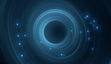 Soyut arka plan sanatı. Siyah arka planda neon halkalar. Uzay temalı sanatsal dijital arkaplan.