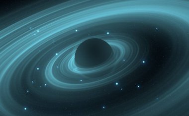 Soyut arka plan sanatı. Siyah arka planda neon halkalar. Uzay temalı sanatsal dijital arkaplan.