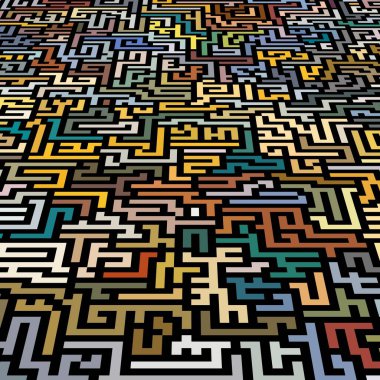 Renkli labirent arkaplanı, kopya alanı ile 3d illüstrasyon  