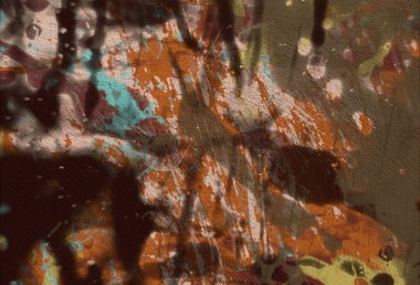 Soyut arka plan sanatı. 2D çizim. Etkileyici yağlı boya resim. Tuvalde fırça darbeleri. Modern sanat. Çok renkli arkaplan. Çağdaş sanat. İfade. Sanatsal dijital palet.